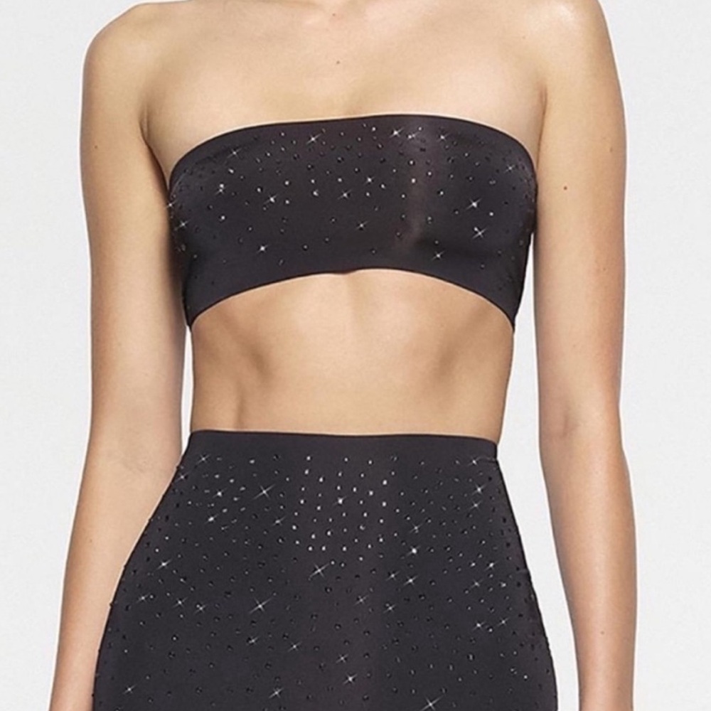 SKIMS X Swarovski Black Bandeau with Swarovski Crystals